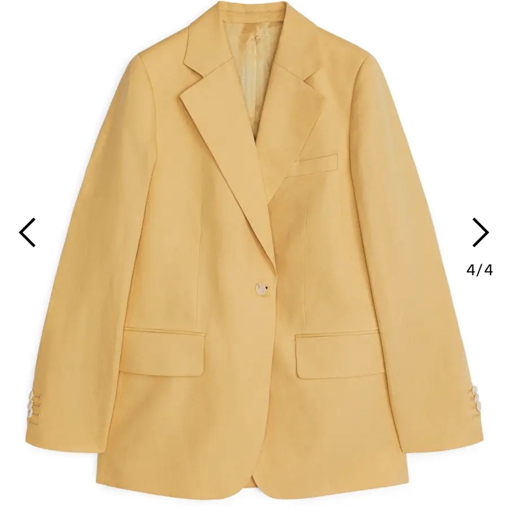 Arket Cotton Linen Mustard Yellow Blazer
